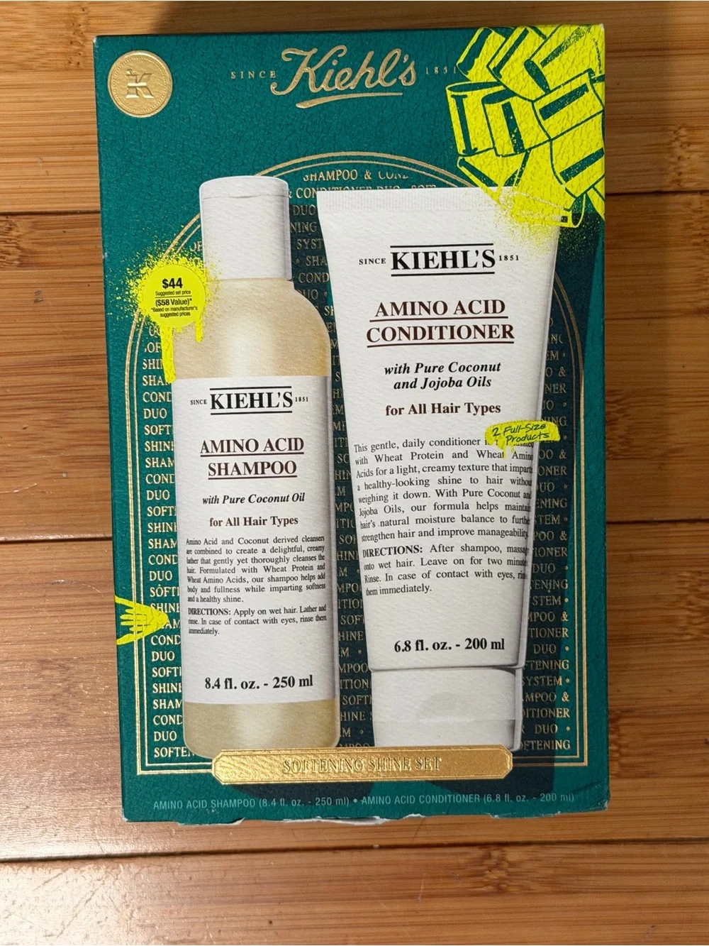Kiehl's Amino Acid Shampoo & Conditioner Set — Green, White, Yellow